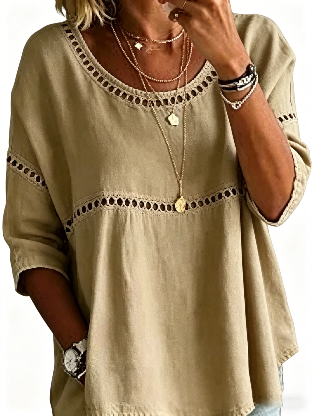 Abstract Print Linen Top | Women's Casual Loose Blouse
