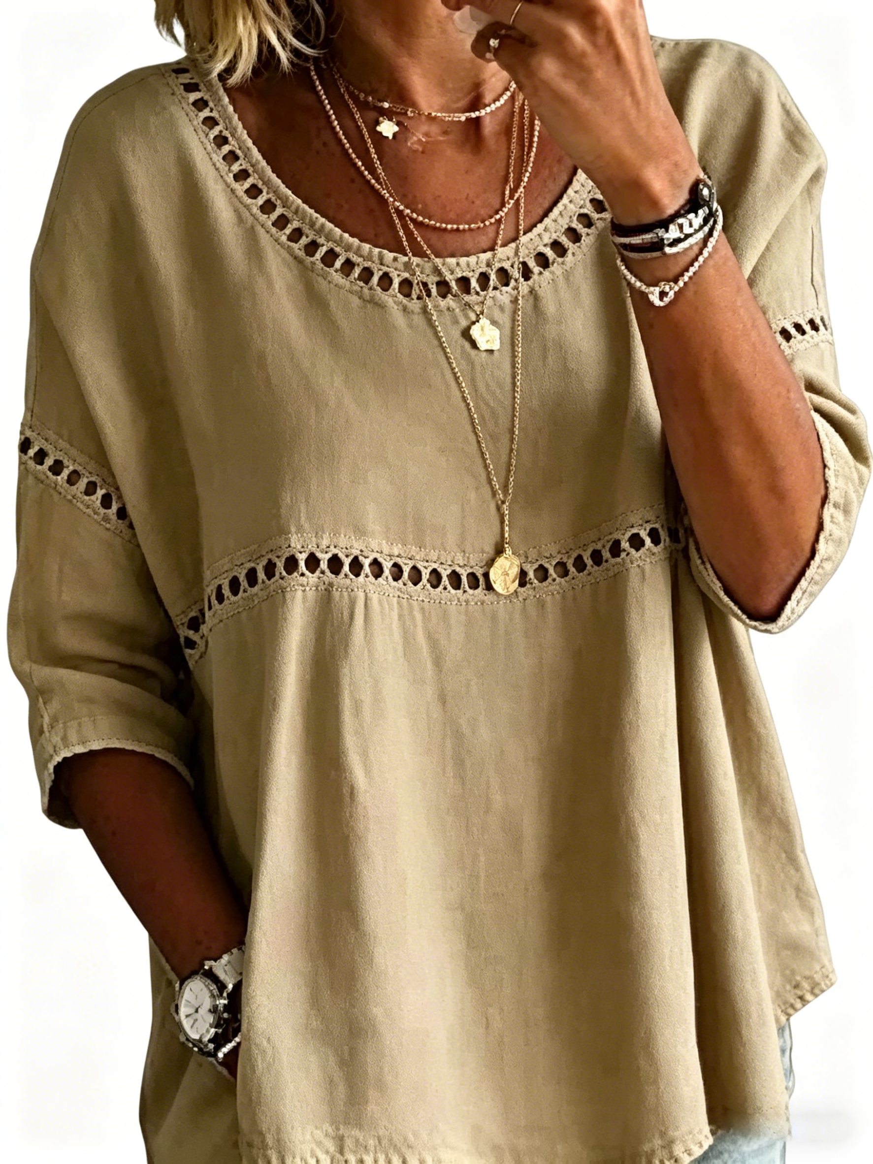 Abstract Print Linen Top | Women's Casual Loose Blouse