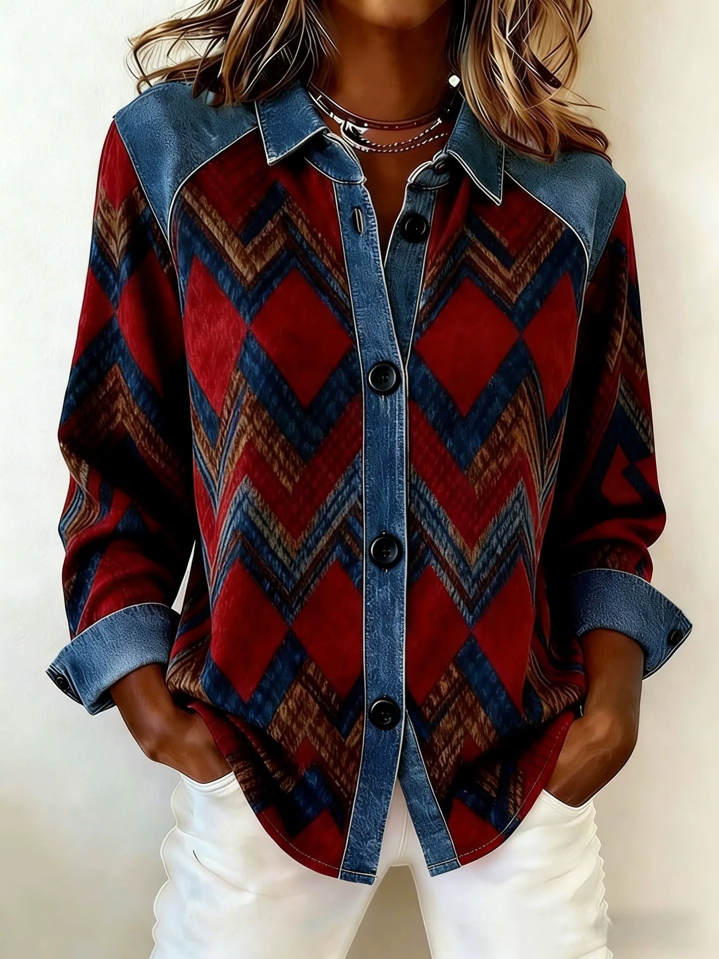 Women’s Plaid Denim Hoodie