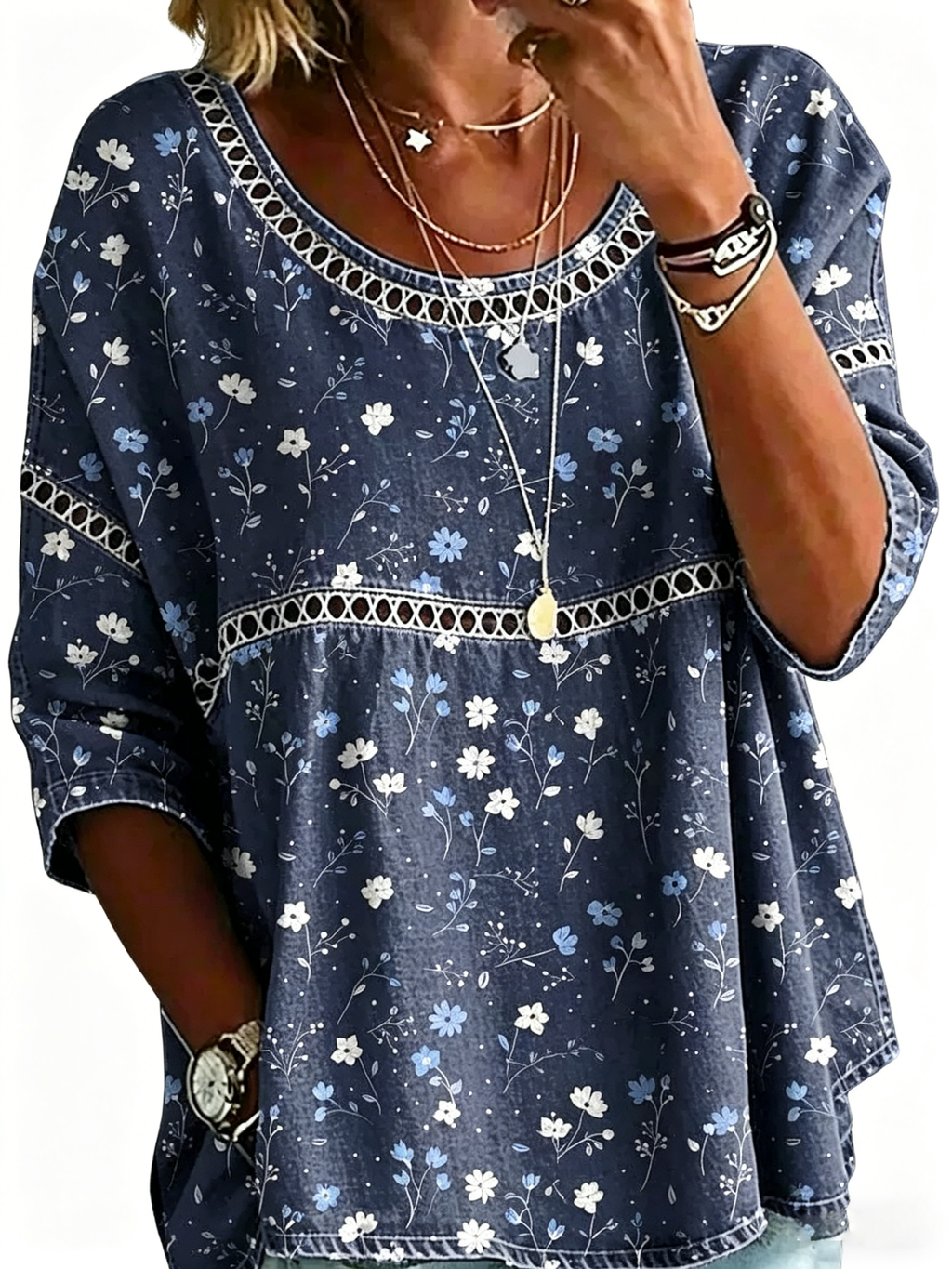 Abstract Print Linen Top | Women's Casual Loose Blouse
