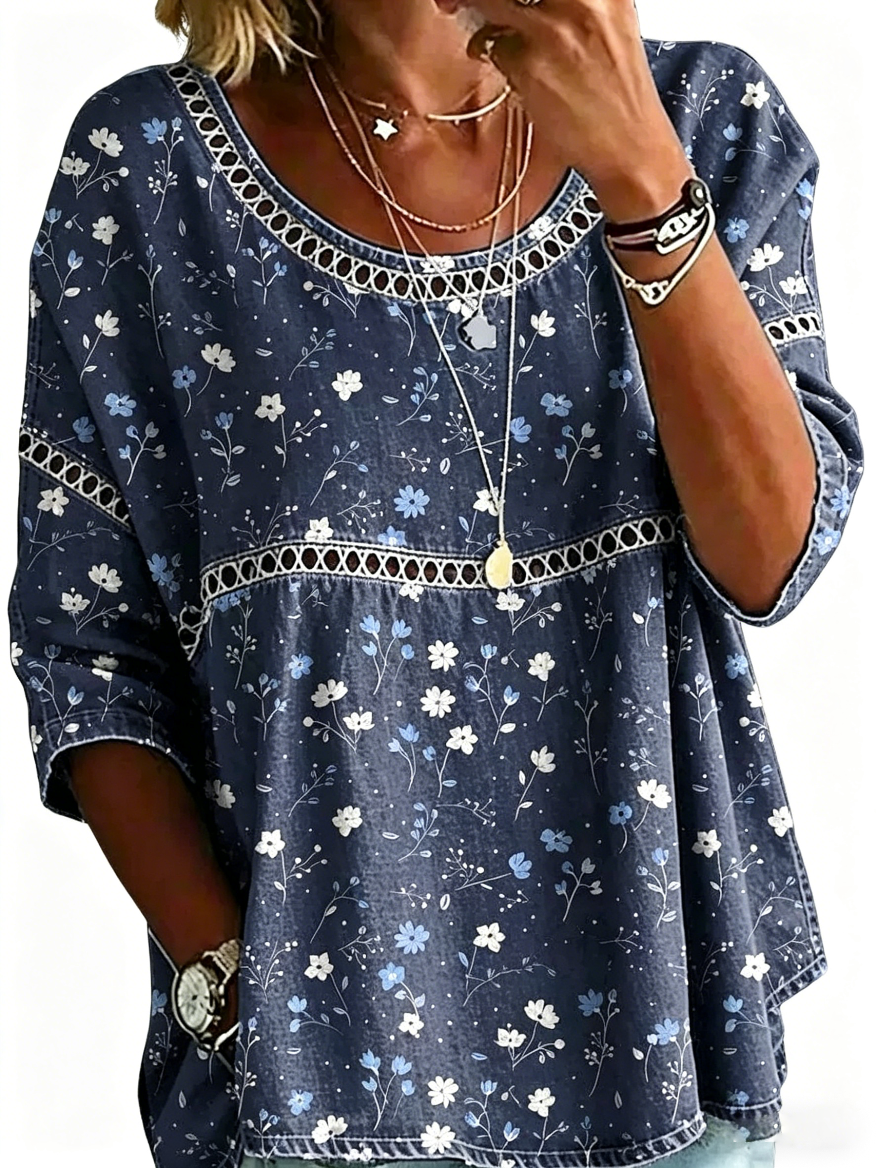 Abstract Print Linen Top | Women's Casual Loose Blouse