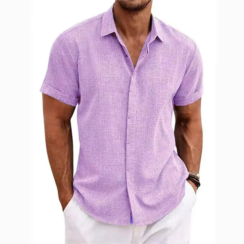 Short-sleeved Cotton Linen Shirt