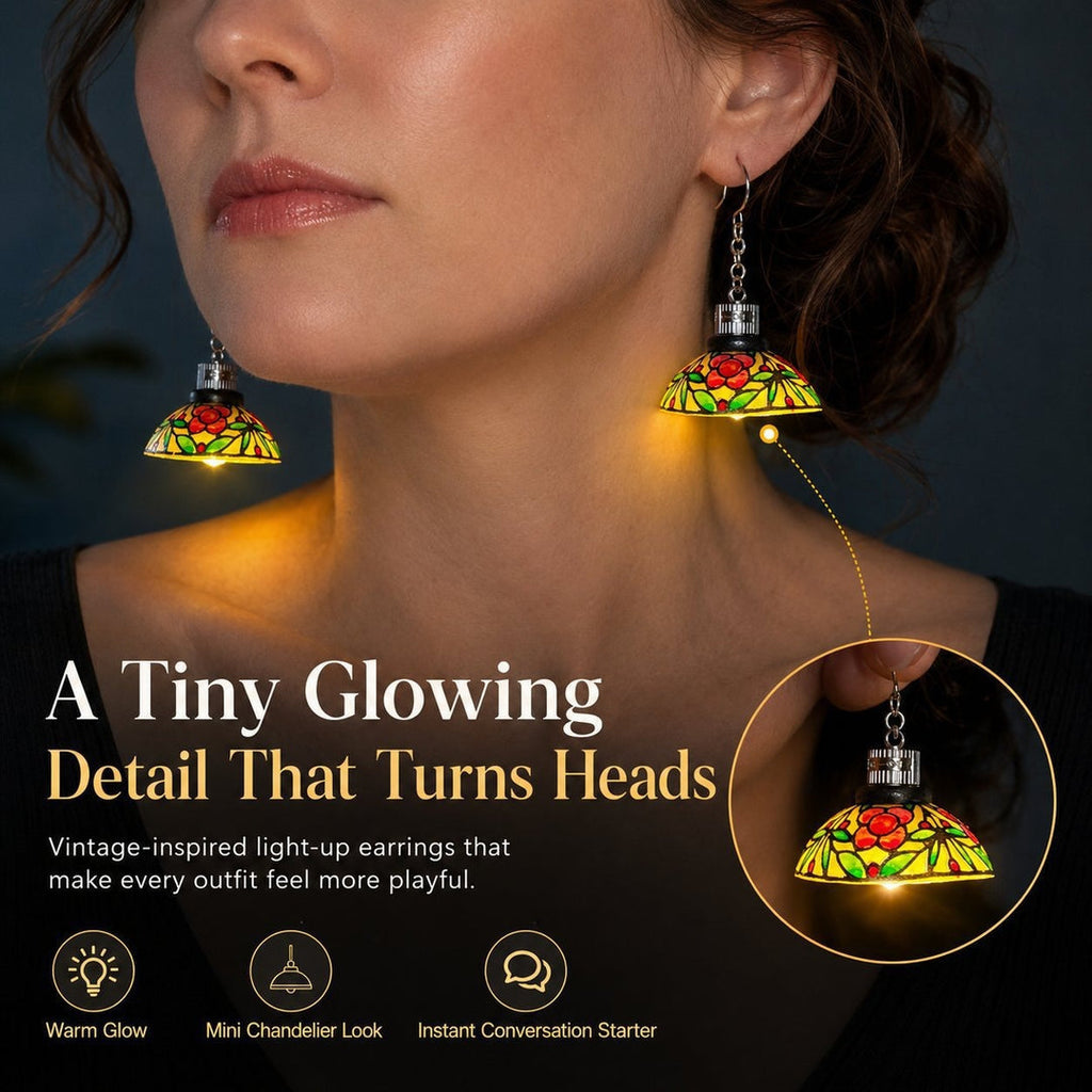 Vintage Light-Up Chandelier Earrings — Mini LED Statement Pair