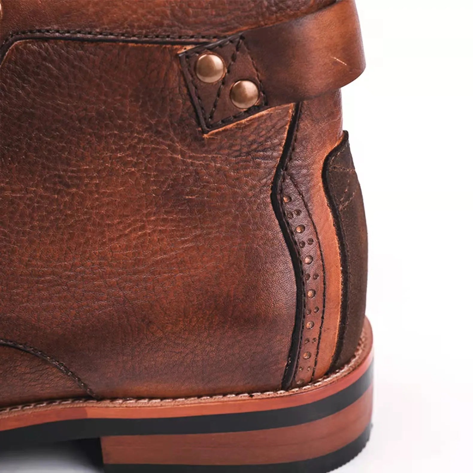 Men‘s Genuine Leather Waterproof Non-slip Arch Support Casual Work Boots