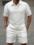 Men Textured Jacquard 2 Piece Matching Set