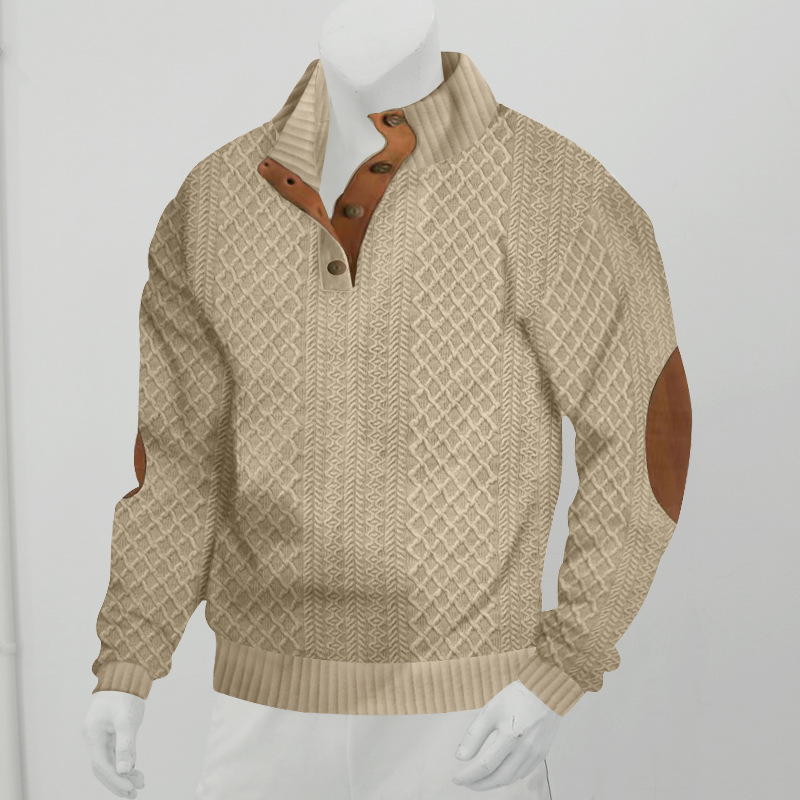 Mens Corduroy Sweatshirts Casual Fashion Long Sleeve Stand Collar Henley Shirt Loose Vintage Fall Pullover Streetwear