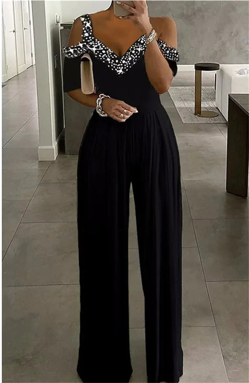 narrow waist jumpsuit with wide legs