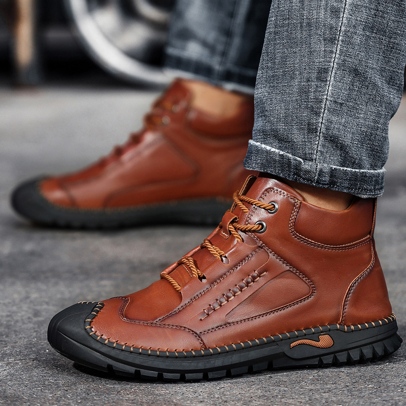 Stitched Hand-Sewn Cowhide Medical Shoes - Increase Muscle Relaxation