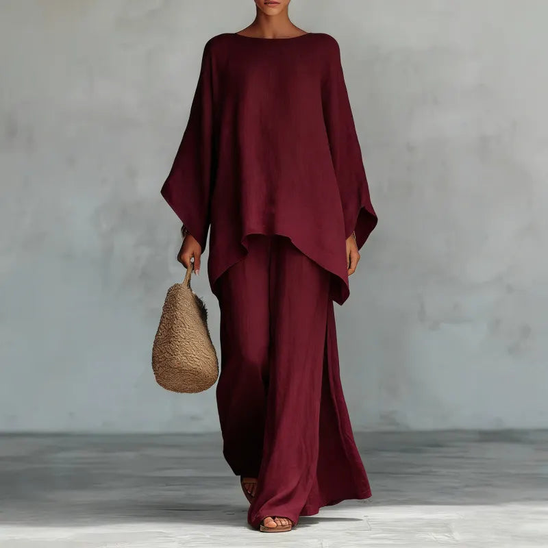 Chic Solid Color Flowy Co Ord Set | Modest Elegant Vacation Daily Wear Two Piece Outfit