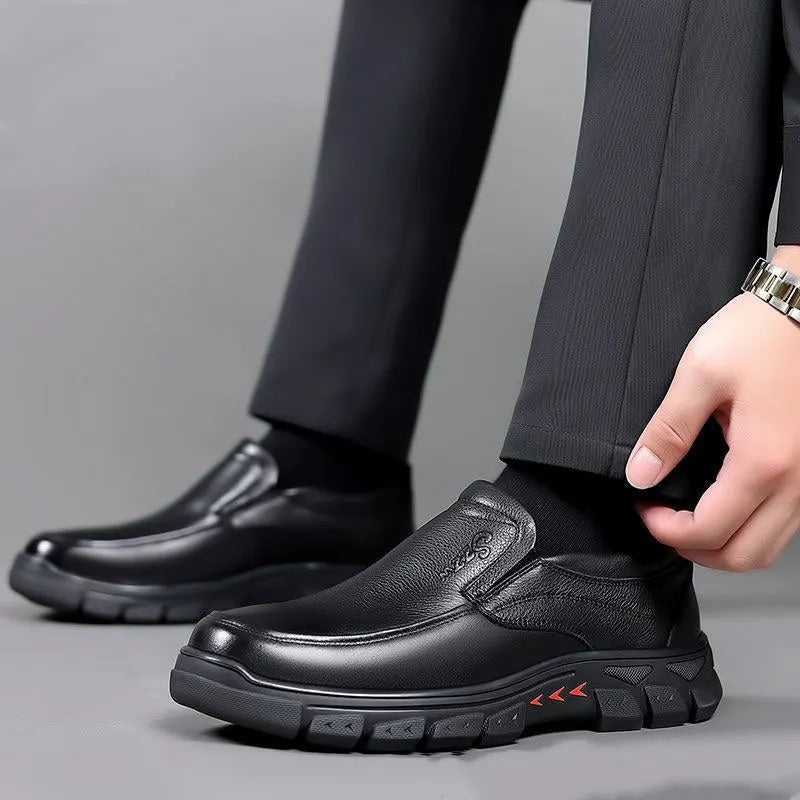 Men's Genuine Leather Comfy Casual Arch Support Slip-On Loafers