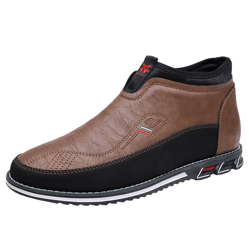 Genuine leather tendon sole non-slip wear-resistant fashionable mid-tube men's boots