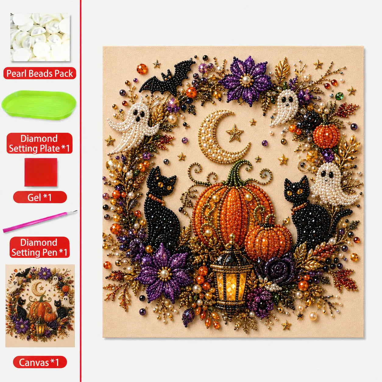 🔥 Last Day 49% OFF – 👻✨ Halloween Pearl Art DIY Kit – Turn Tiny Pearls into Spooky-Cute Magic