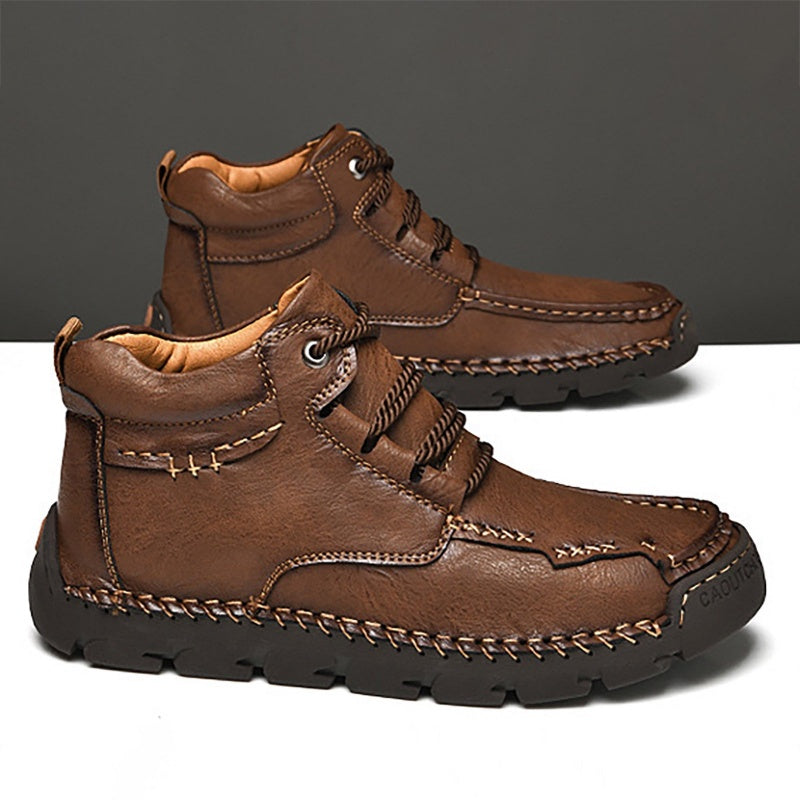 Men's Hand-Sewn Wear-Resistant Waterproof Cowhide Shoes