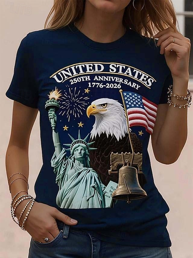 Independence Day Patriotic V-neck Long-sleeved Women's T-shirt