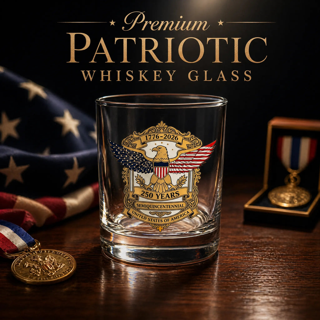 250th Anniversary American Patriotic Whiskey Glass 1776-2026