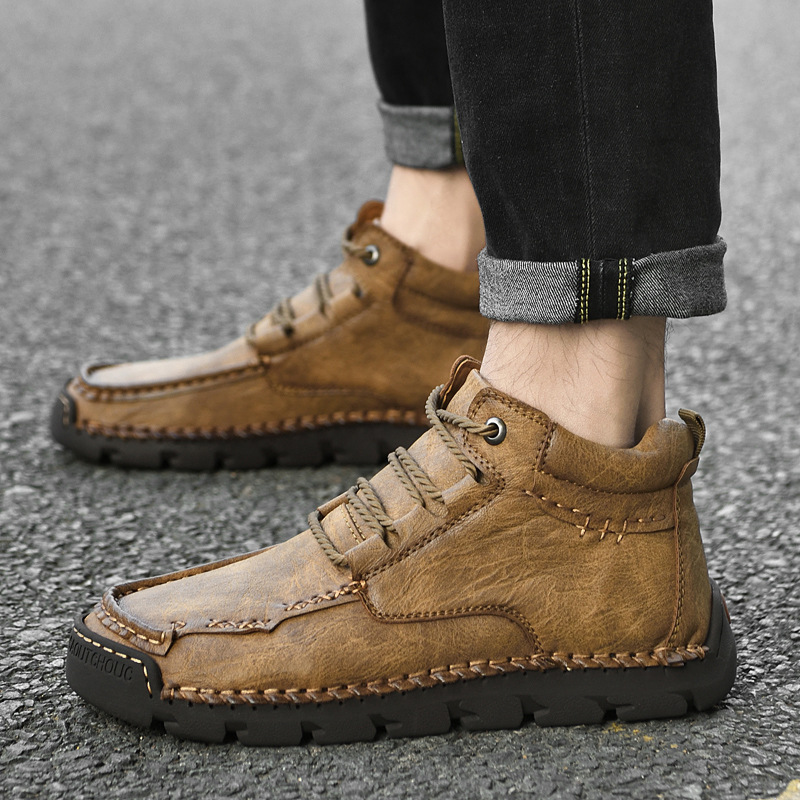 Men's Hand-Sewn Wear-Resistant Waterproof Cowhide Shoes
