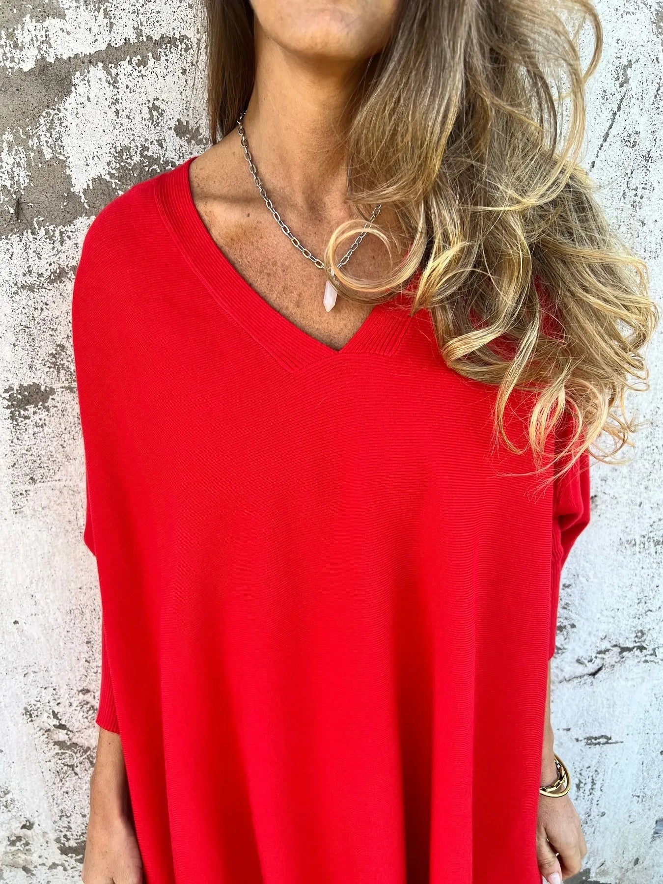 Knitted Loose Bat Top