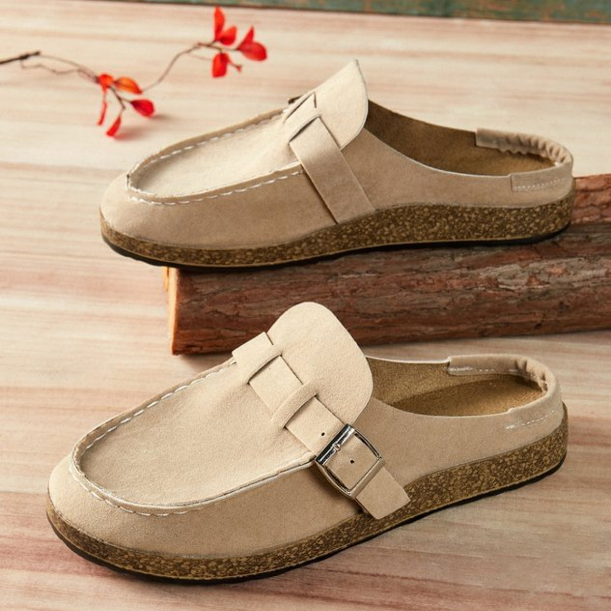 Women Soft Sole Casual Comfy Leather Slip On Sandals