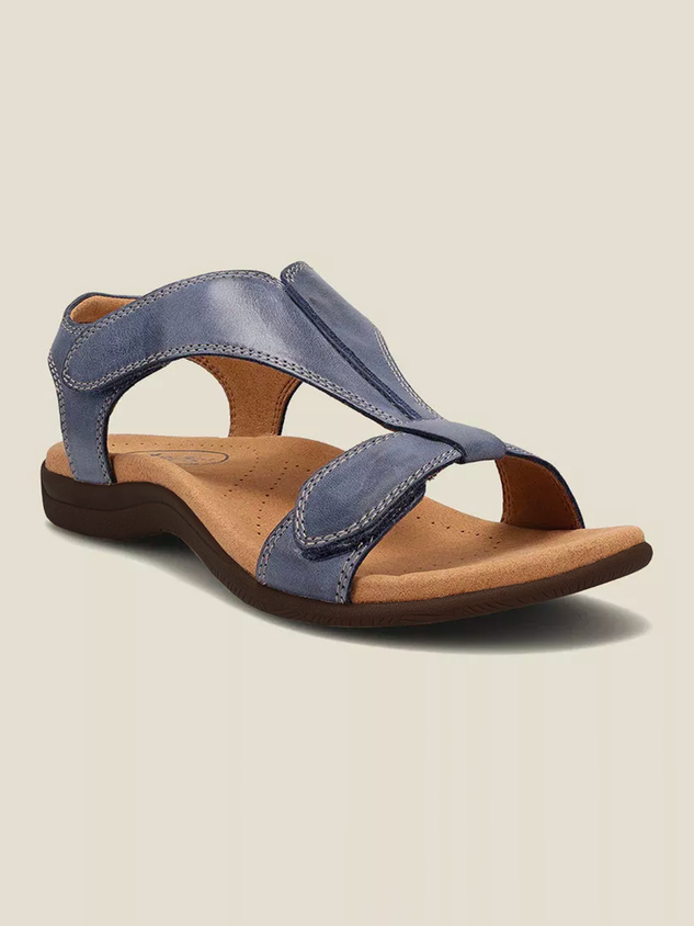 Women's Adjustable Leather Retro Solid Color Casual Portable Sandals