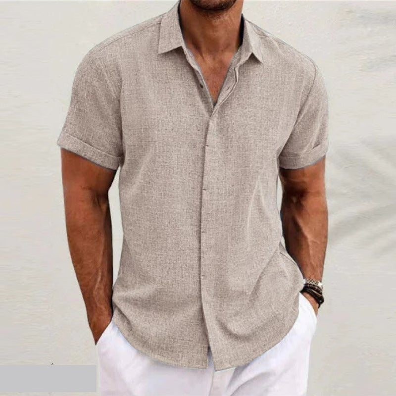 Short-sleeved Cotton Linen Shirt