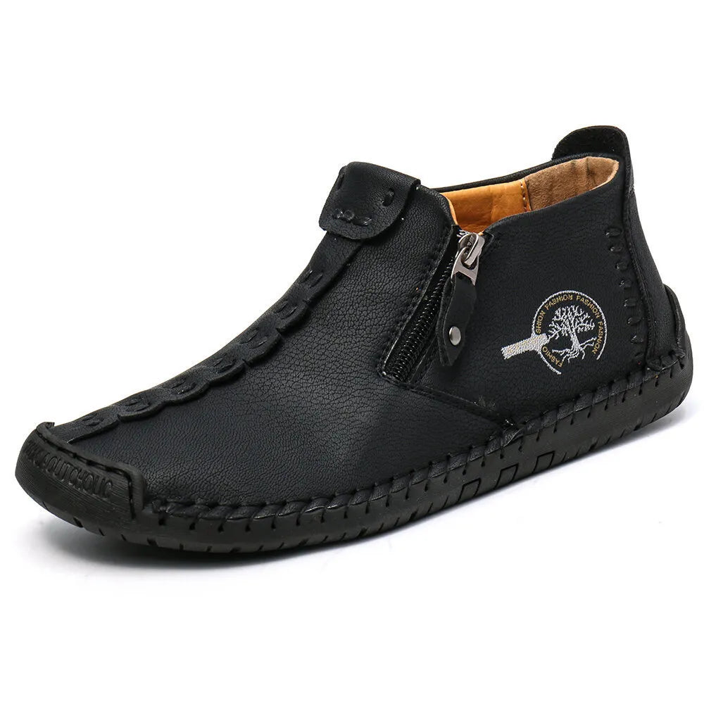 Autumn And Winter New Style Large Size Men's Shoes, Outdoor Casual Men's Tooling Boots, Hand-sewn Sets Of Foot Mid-cut Leather Boots