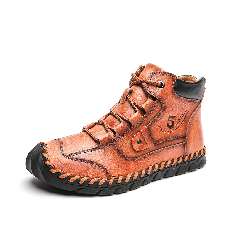 Men's Retro Soft Handmade Mid-cut Tooling Boots Outdoor Shoes