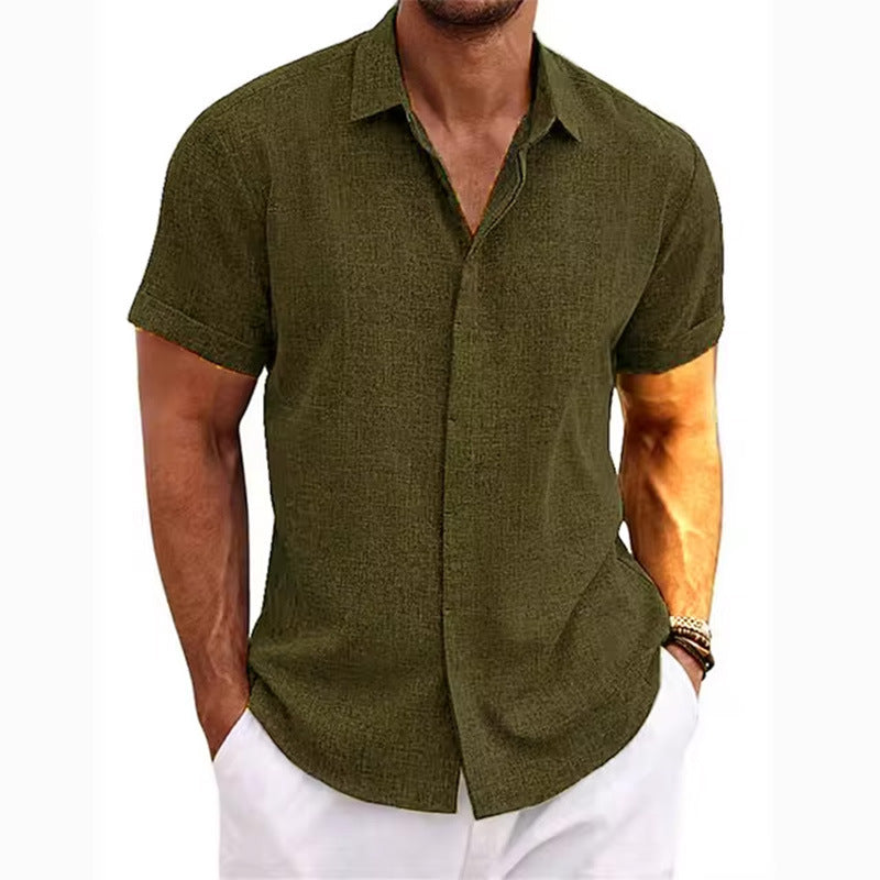 Short-sleeved Cotton Linen Shirt
