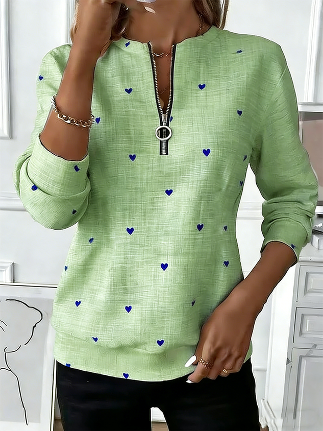 Heart/Cordate Crew Neck Loose Casual Sweatshirt