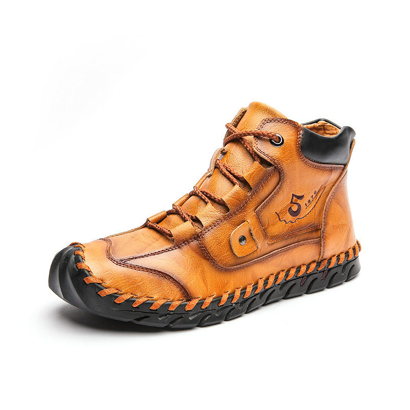 Men's Retro Soft Handmade Mid-cut Tooling Boots Outdoor Shoes