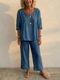 Women's Casual Loose Denim Co-ord Set
