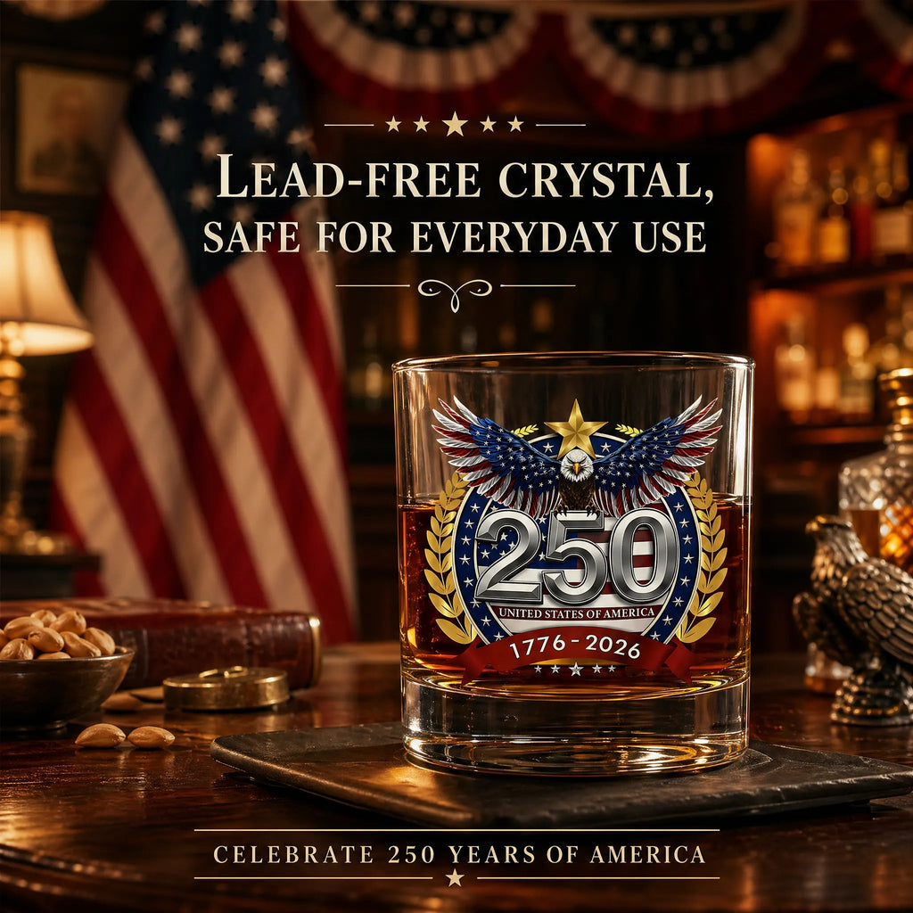 250th Anniversary American Patriotic Whiskey Glass 1776-2026