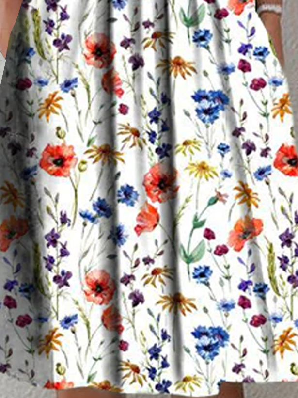 Casual  Loosen Short Sleeve Floral Dress