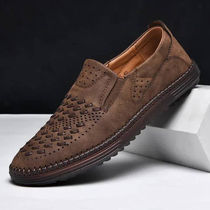 Men's genuine leather lightweight breathable casual orthopedic loafers