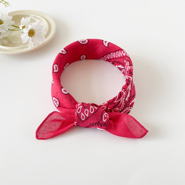European and American hip-hop silk scarf for women 50cm cotton and linen small square scarf new style niche personality cashew print headscarf waist scarf