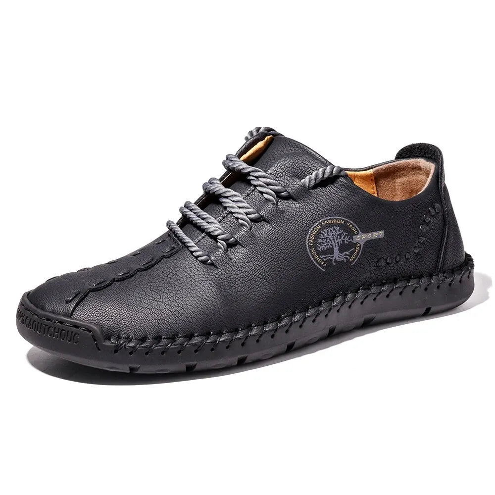 Casual Men's Shoes Large Size Hand-sewn Peas Shoes Business Retro Soft Sole Men's Shoes