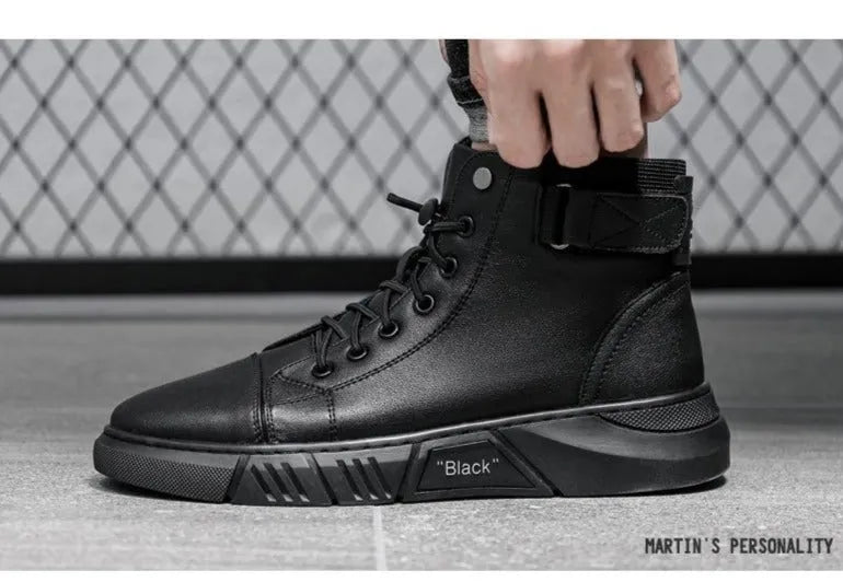 Men's Black Leather Solid Chelsea Boots