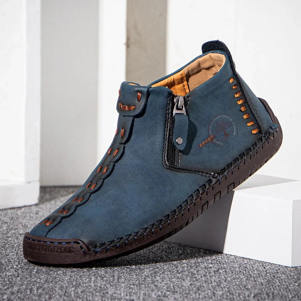 Autumn And Winter New Style Large Size Men's Shoes, Outdoor Casual Men's Tooling Boots, Hand-sewn Sets Of Foot Mid-cut Leather Boots