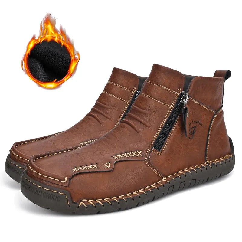 Men's Hand-sewn Cowhide Boots Comfortable Waterproof And Non-slip
