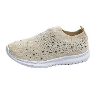 Women's Rhinestone Breathable Fly-Woven Mesh Plus Size Sneakers