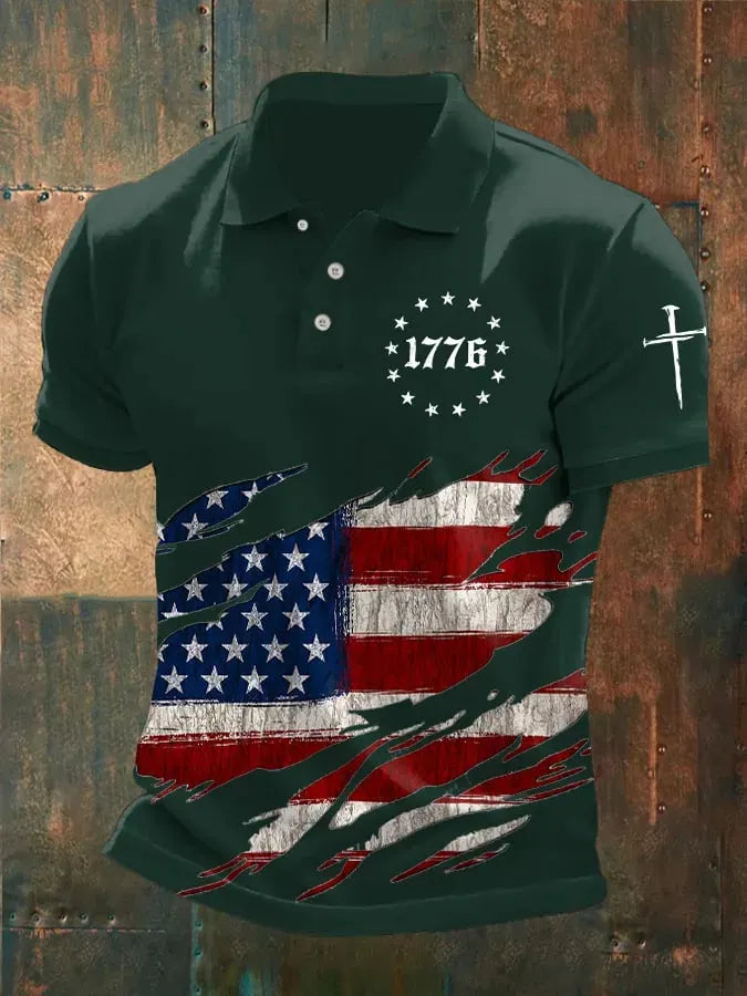 Men's American 250th Anniversary Print Casual Polo Shirt