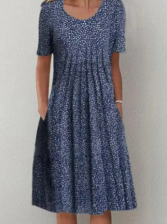 Women's Round Neck Short Sleeve Floral Print Dress