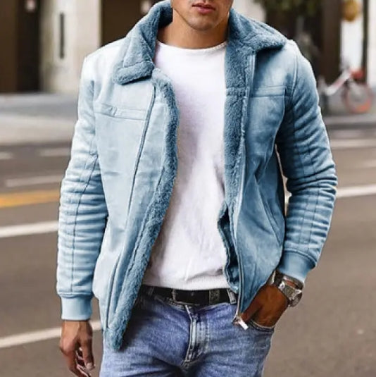 Mens matte velvet plain composite leather jacket
