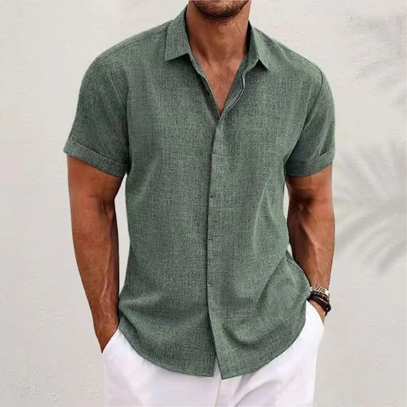 Short-sleeved Cotton Linen Shirt