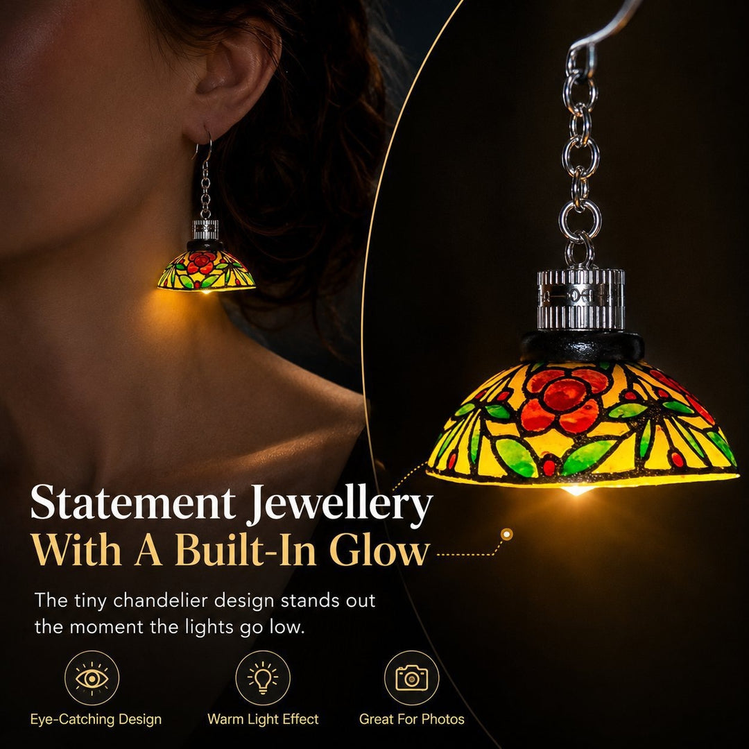 Vintage Light-Up Chandelier Earrings — Mini LED Statement Pair