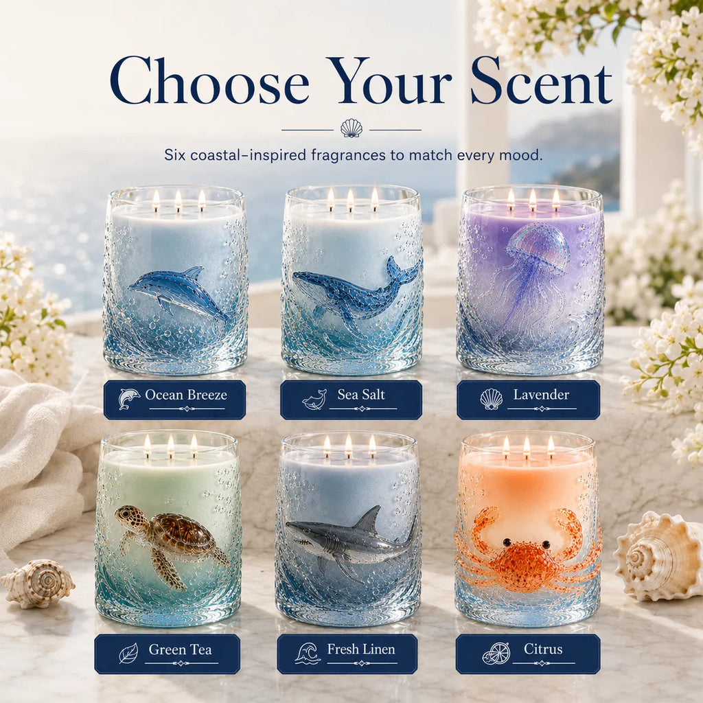 Ocean-inspired scented candles—crafted for moments of serenity