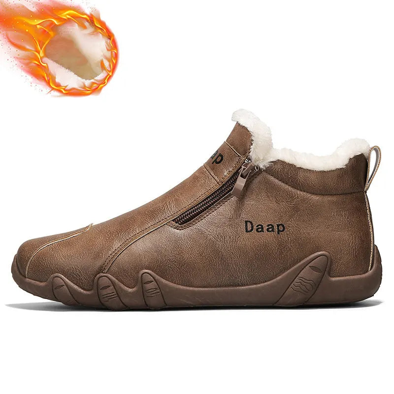 Men's velvet solid color zipper outdoor casual shoes