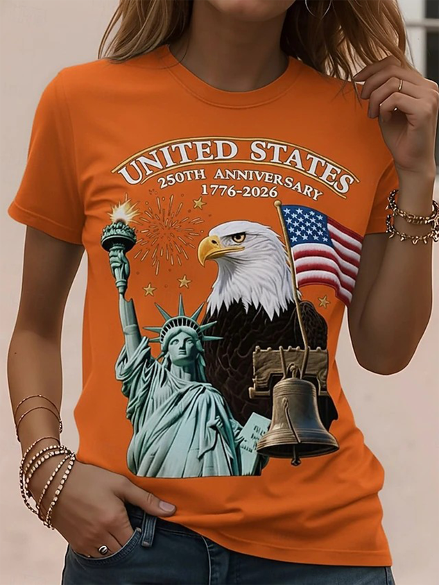 Independence Day Patriotic V-neck Long-sleeved Women's T-shirt