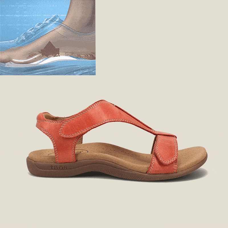 Women's Adjustable Leather Retro Solid Color Casual Portable Sandals