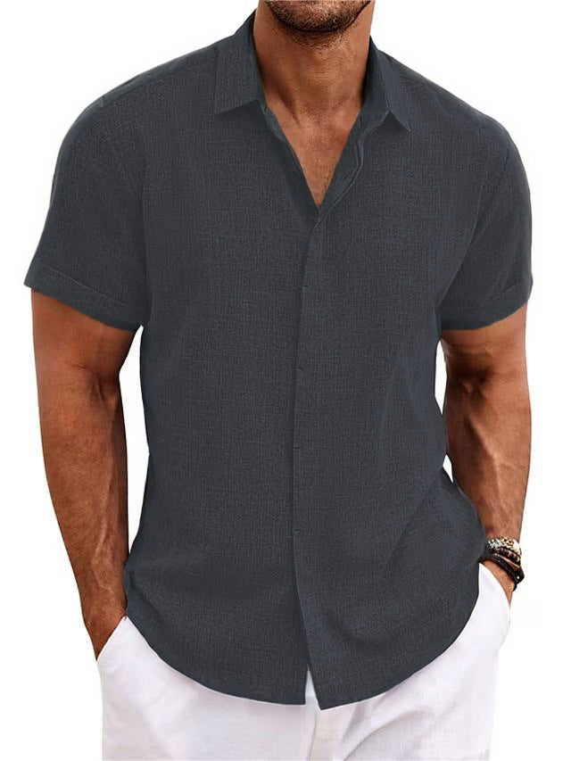 Short-sleeved Cotton Linen Shirt