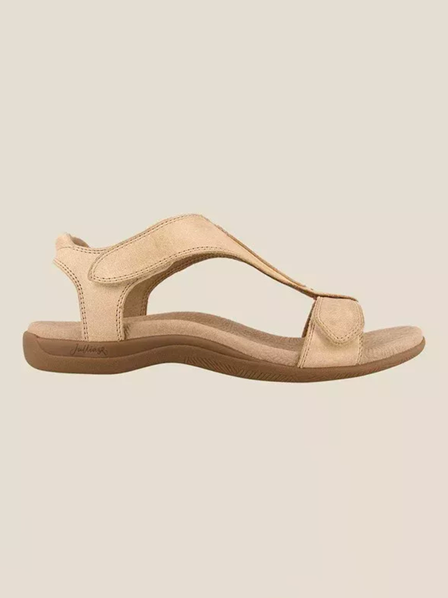 Women's Adjustable Leather Retro Solid Color Casual Portable Sandals